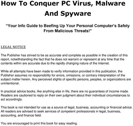 Product picture HOW TO CONQUER PC VIRUS