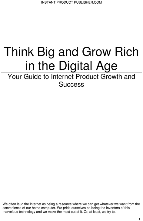 Product picture Thinking Big and Growing Rich in the Digital Age